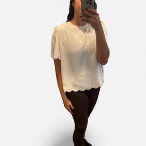 Elegant Cream Scalloped Blouse